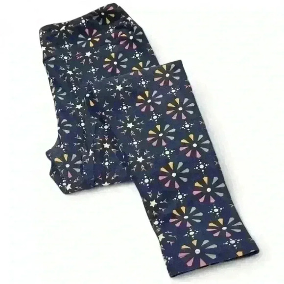 LulaRoe Women's Floral Print Leggings Blue Size Casual Stretchy-One Size - Picture 1 of 4